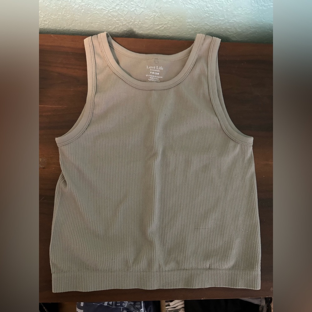 Women's Tan Ribbed Tank Top